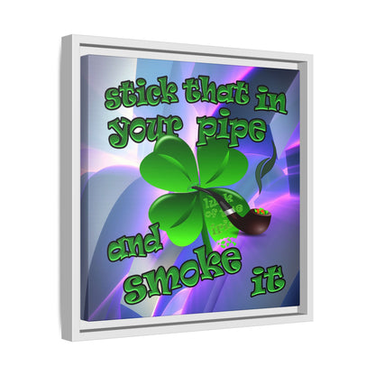 stick that in your pipe and smoke it - framed canvas art (grey-pink wave)
