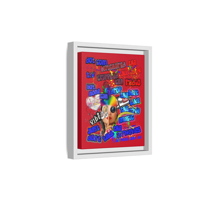 drop the beat - framed canvas art (dark red)