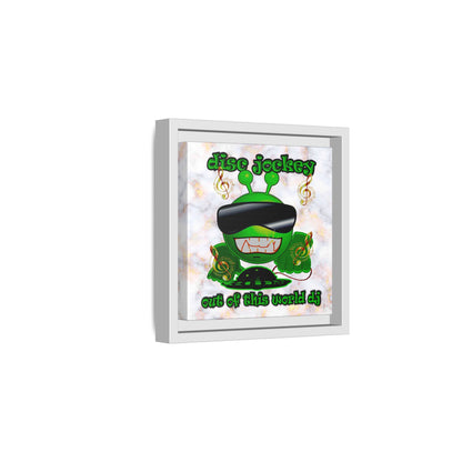 disc jockey - framed canvas art (white marble)