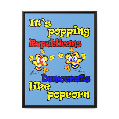 popping like popcorn - framed canvas art (light blue)