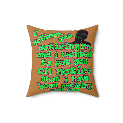 noticed you noticing - Faux Suede Square Pillow - (light brown)