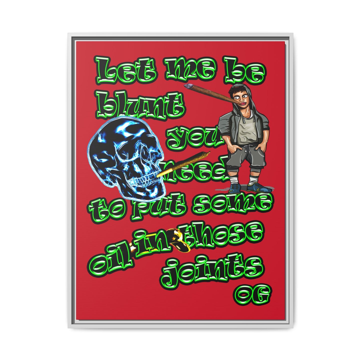 og - framed canvas art (dark red)