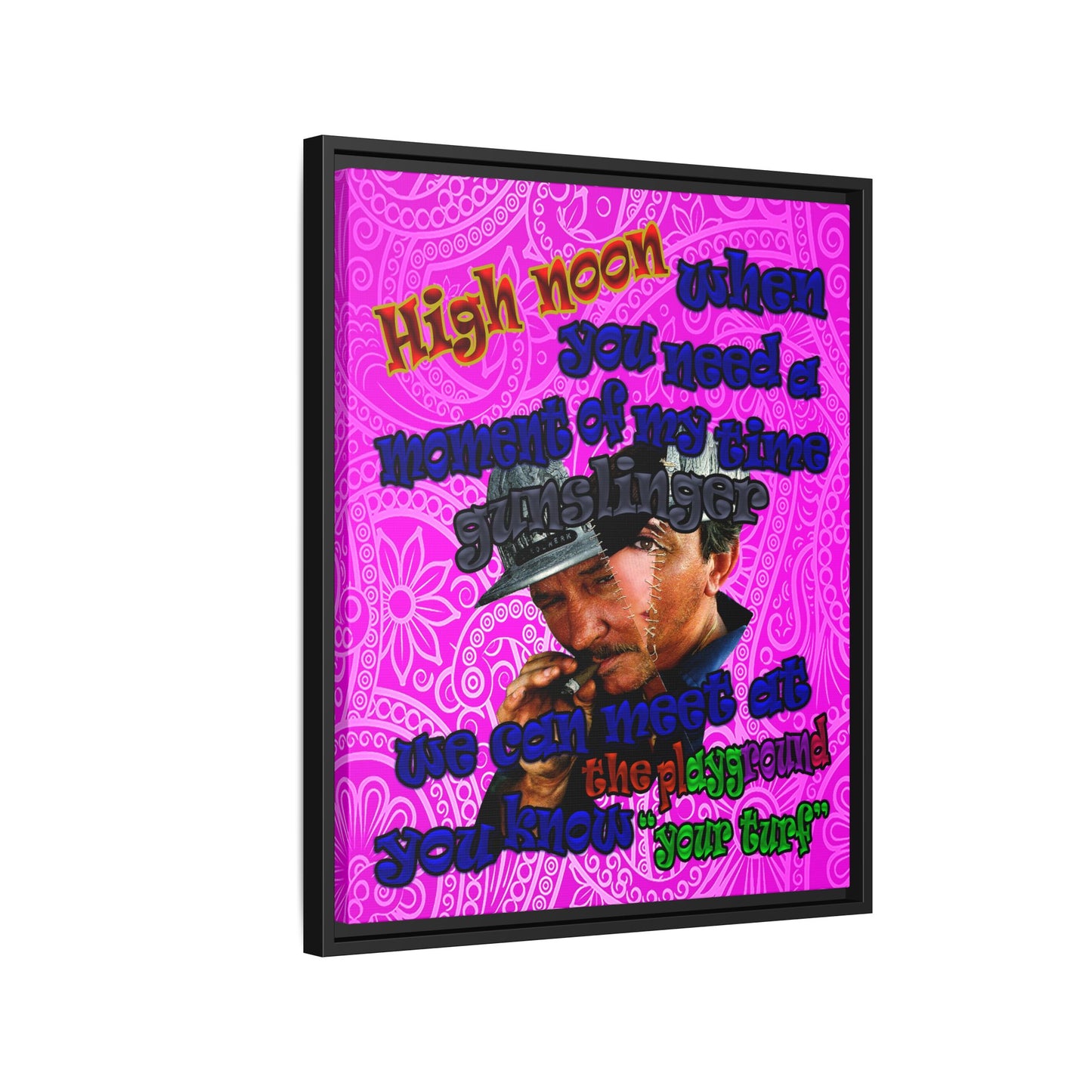 high noon - framed canvas art (pink swirl)