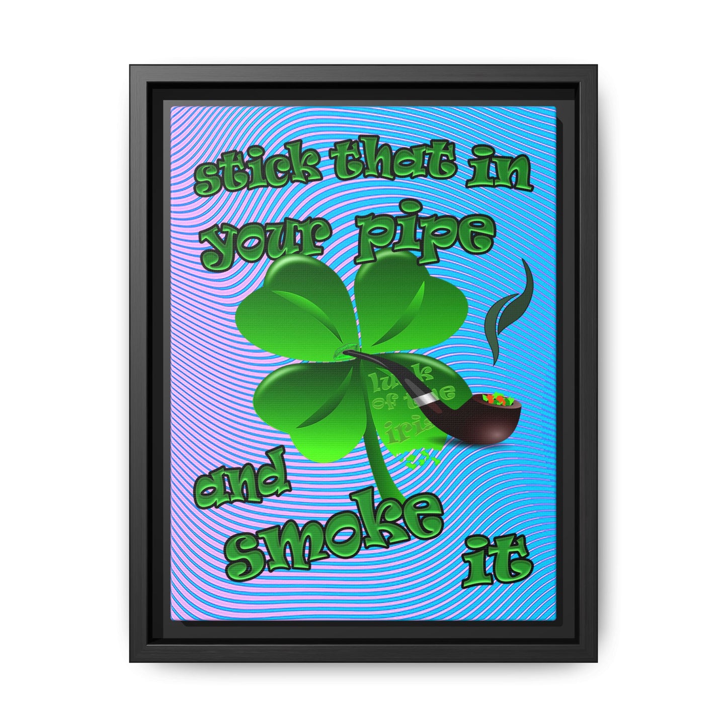 stick that in your pipe and smoke it - framed canvas art (light blue-purple wave)