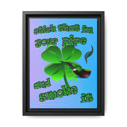 stick that in your pipe and smoke it - framed canvas art (light blue-purple wave)