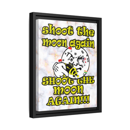 shoot the moon again - framed canvas art (white marble)