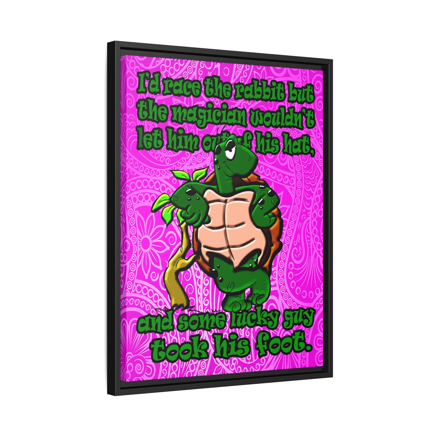 turtle race - framed canvas art (pink swirl)