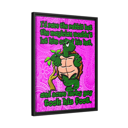 turtle race - framed canvas art (pink swirl)