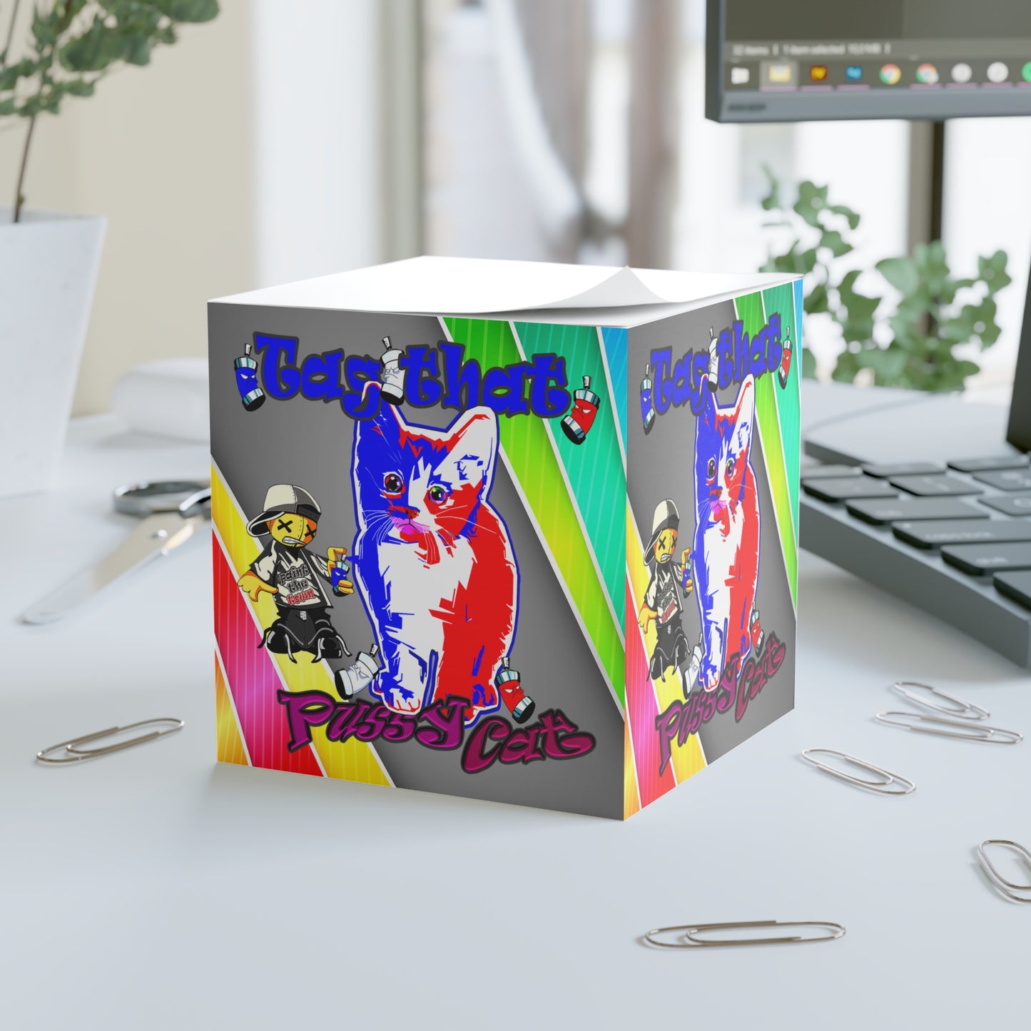tag that - note cube (rainbow split)