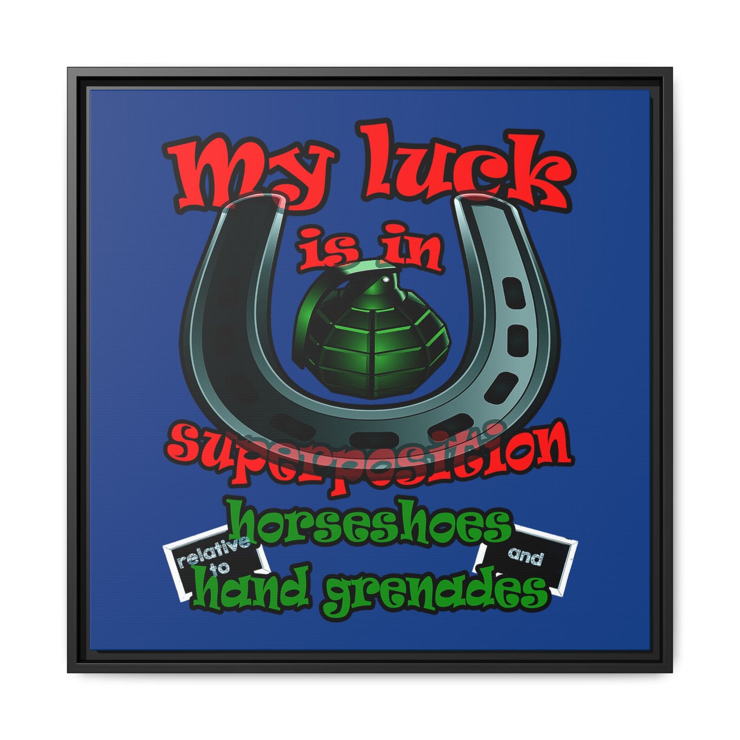 my luck - framed canvas art (dark blue)