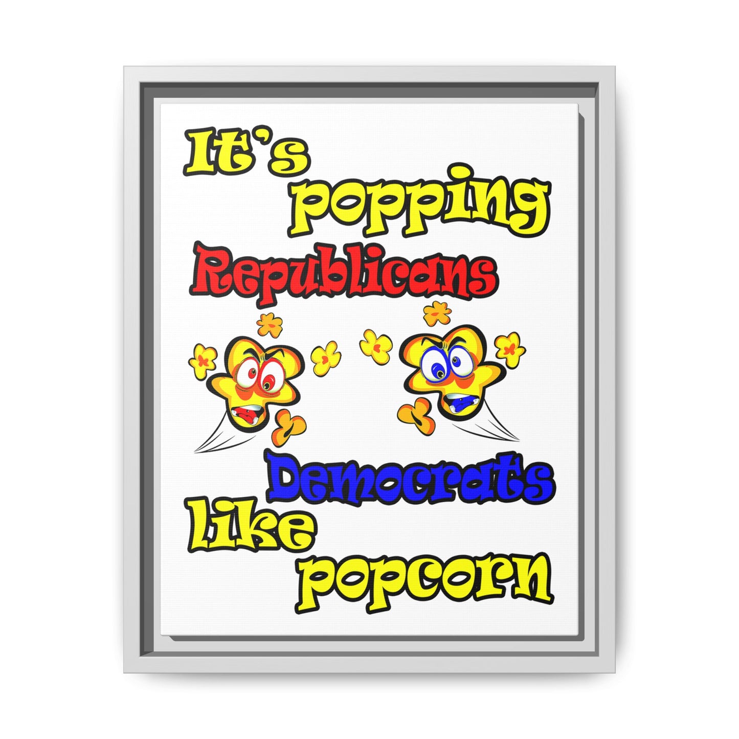 popping like popcorn - framed canvas art (white)