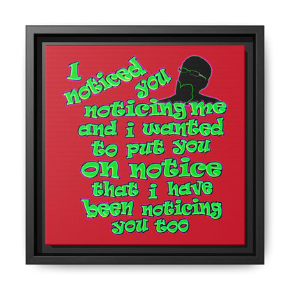 noticed you noticing - framed canvas art (dark red)