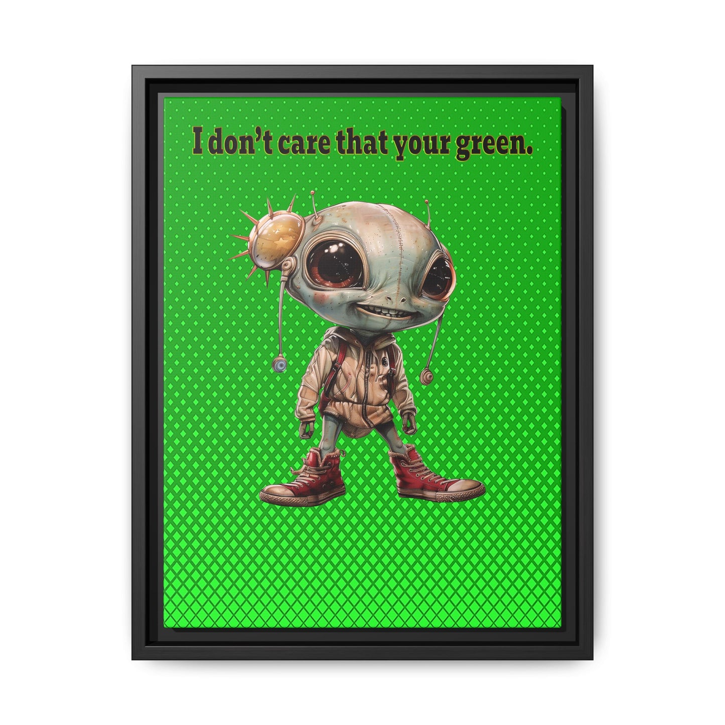 I don't care that your green - framed canvas art (logo green)