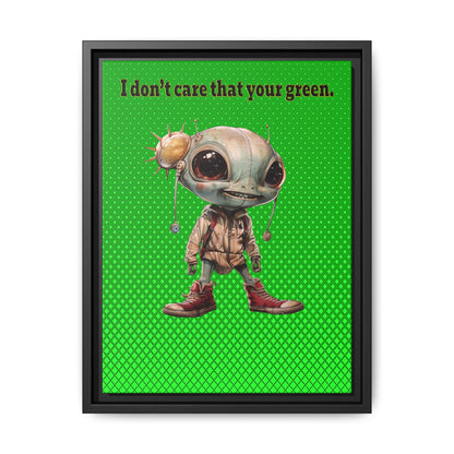 I don't care that your green - framed canvas art (logo green)