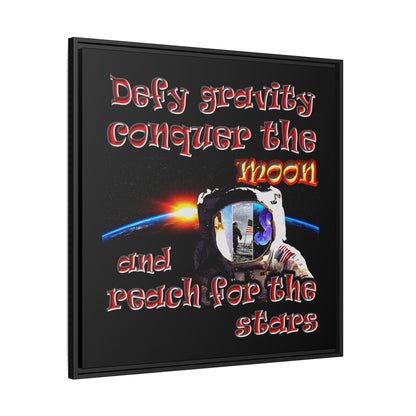 defy conquer reach - framed canvas art (black)