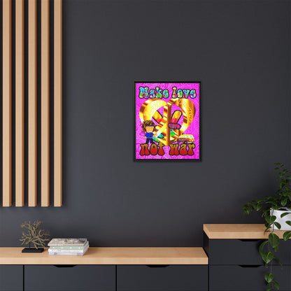 love peace - framed canvas art (pink swirl)