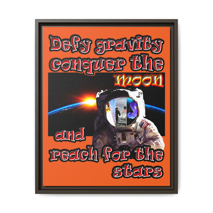defy conquer reach - framed canvas art (orange)
