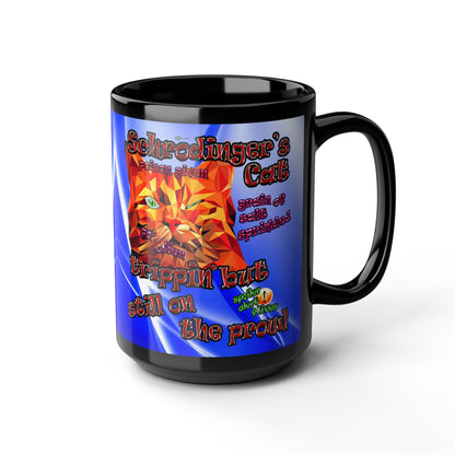 schrodinger's cat - Black Mug (blue-white wave)