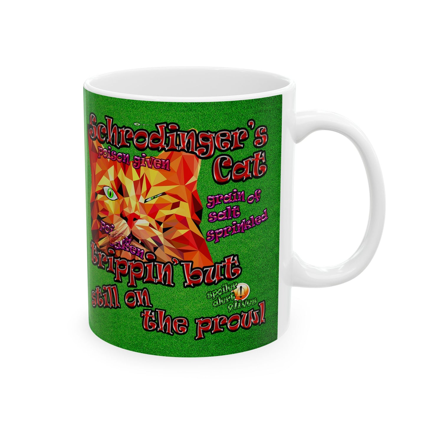 schrodinger's cat - White Mug (green turf)