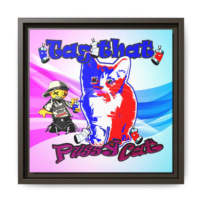 tag that - framed canvas art (light blue-pink wave)