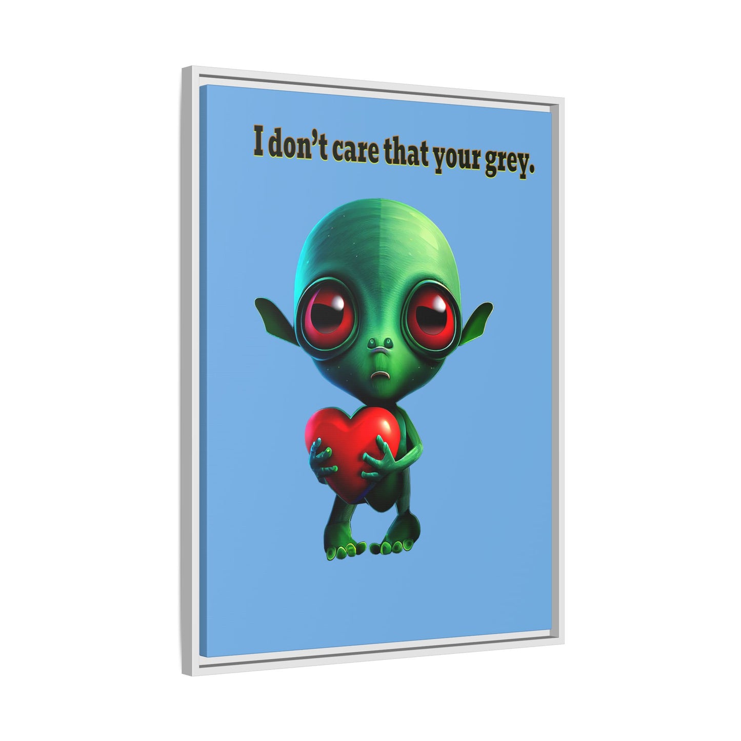 I don't care that your grey - framed canvas art (light blue)