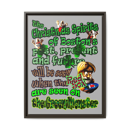 christmas spirits of boston - framed canvas art (light grey)