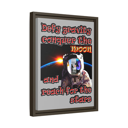 defy conquer reach - framed canvas art (light grey)