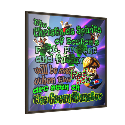 christmas spirits of boston - framed canvas art (grey-pink wave)