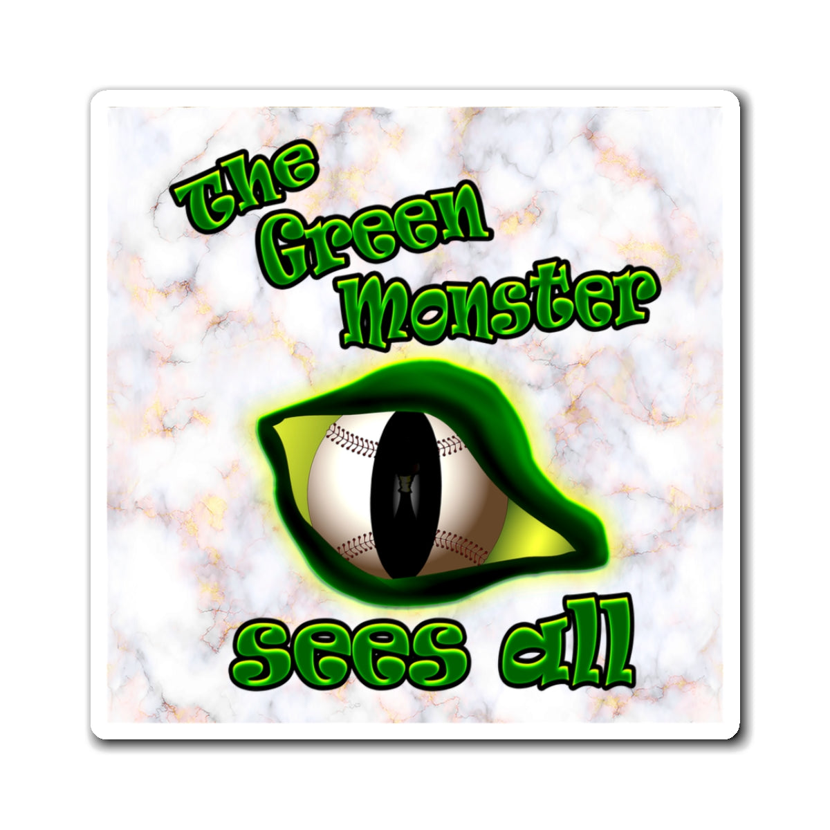 green monster - Magnets - (white marble)