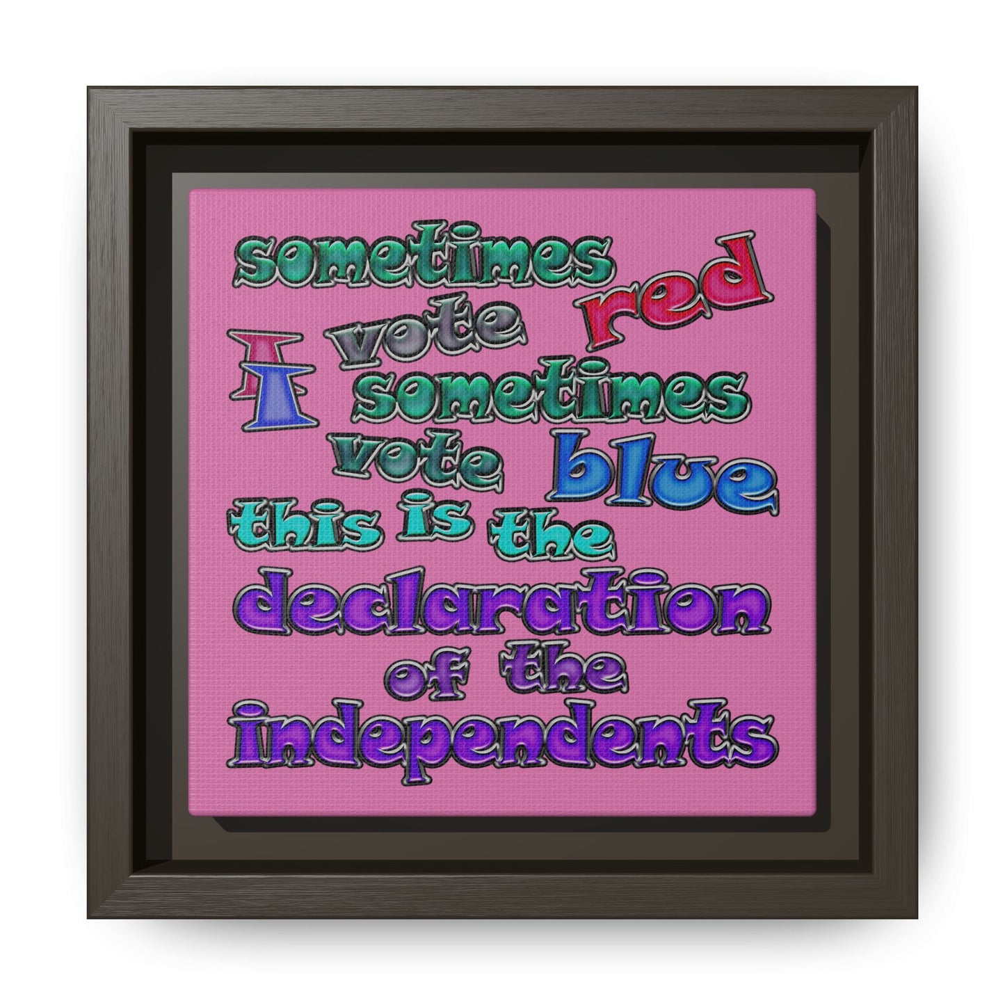 declaration of the independents - framed canvas art (light pink)