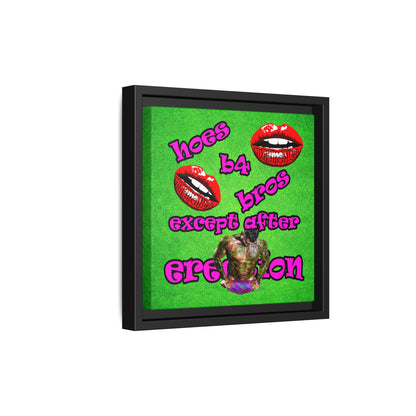 hoes b4 bros - framed canvas art (green turf)