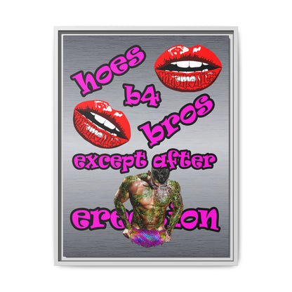 hoes b4 bros - framed canvas art (brushed nickel)