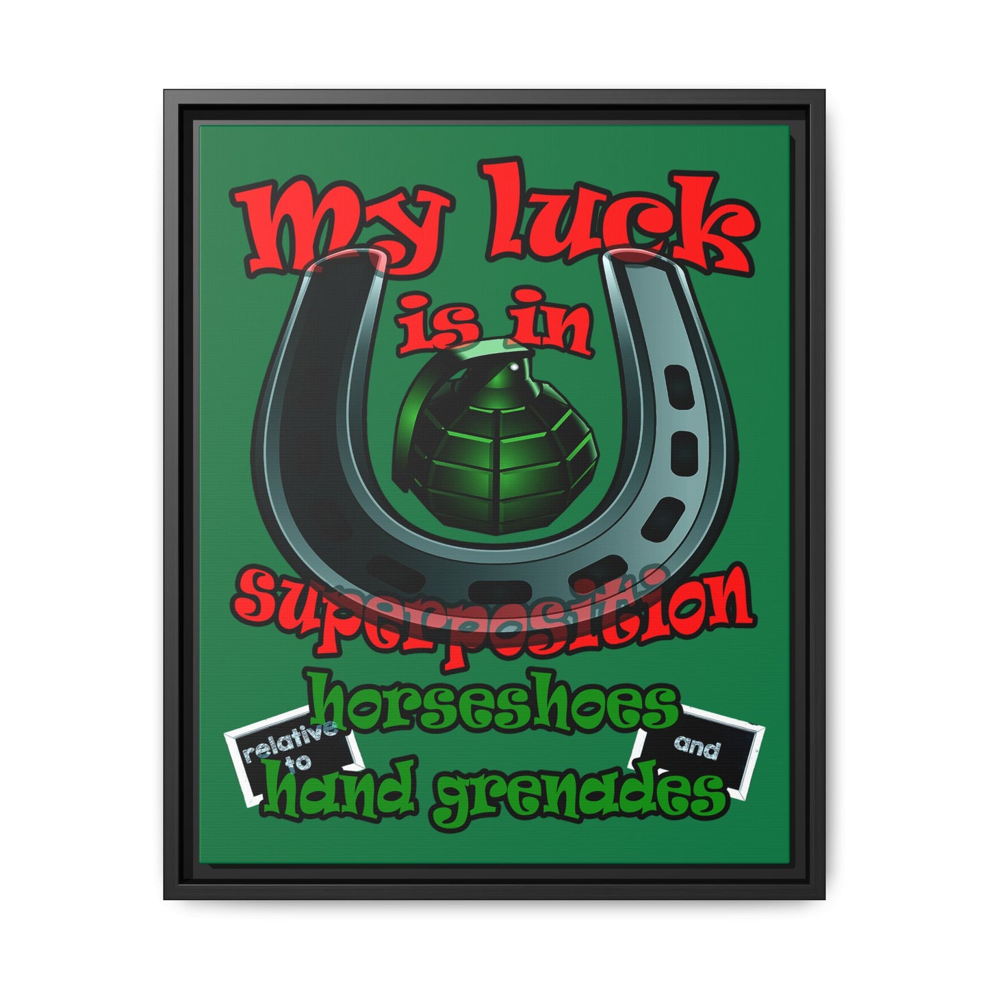 my luck - framed canvas art (dark green)