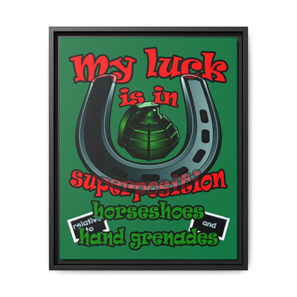 my luck - framed canvas art (dark green)