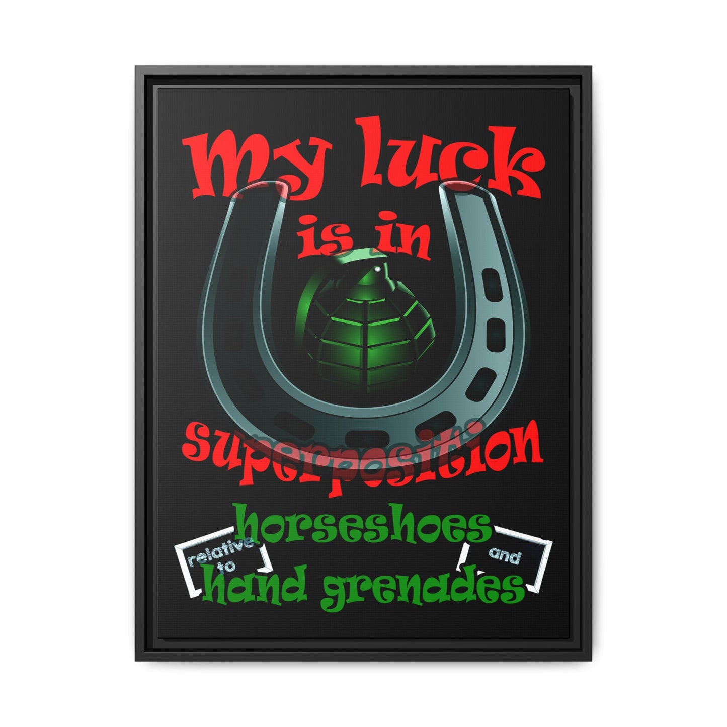 my luck - framed canvas art (black)