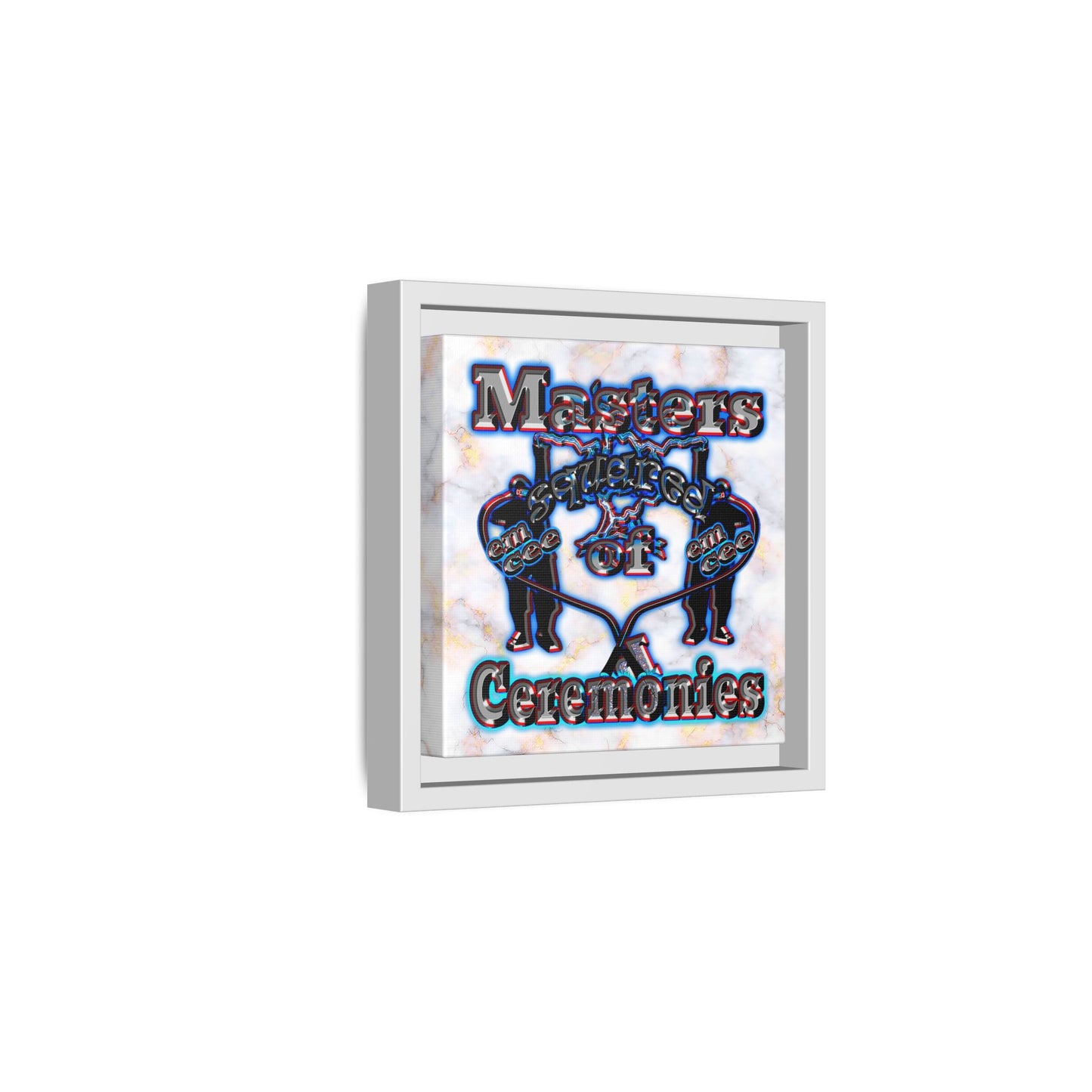 em cee squared - framed canvas art (white marble)