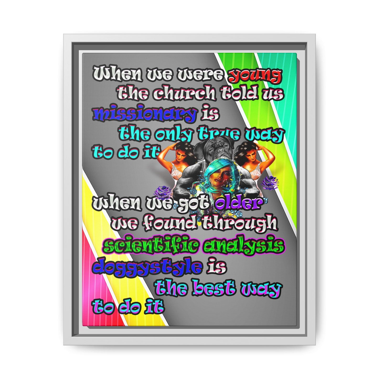 doggystyle - framed canvas art (rainbow split)