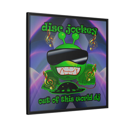 disc jockey - framed canvas art (grey-pink wave)