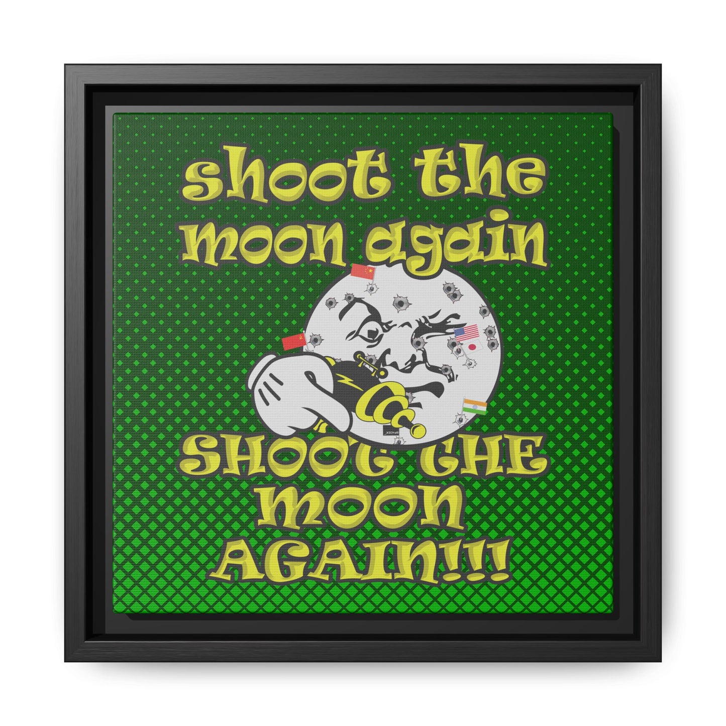 shoot the moon again - framed canvas art (logo green)