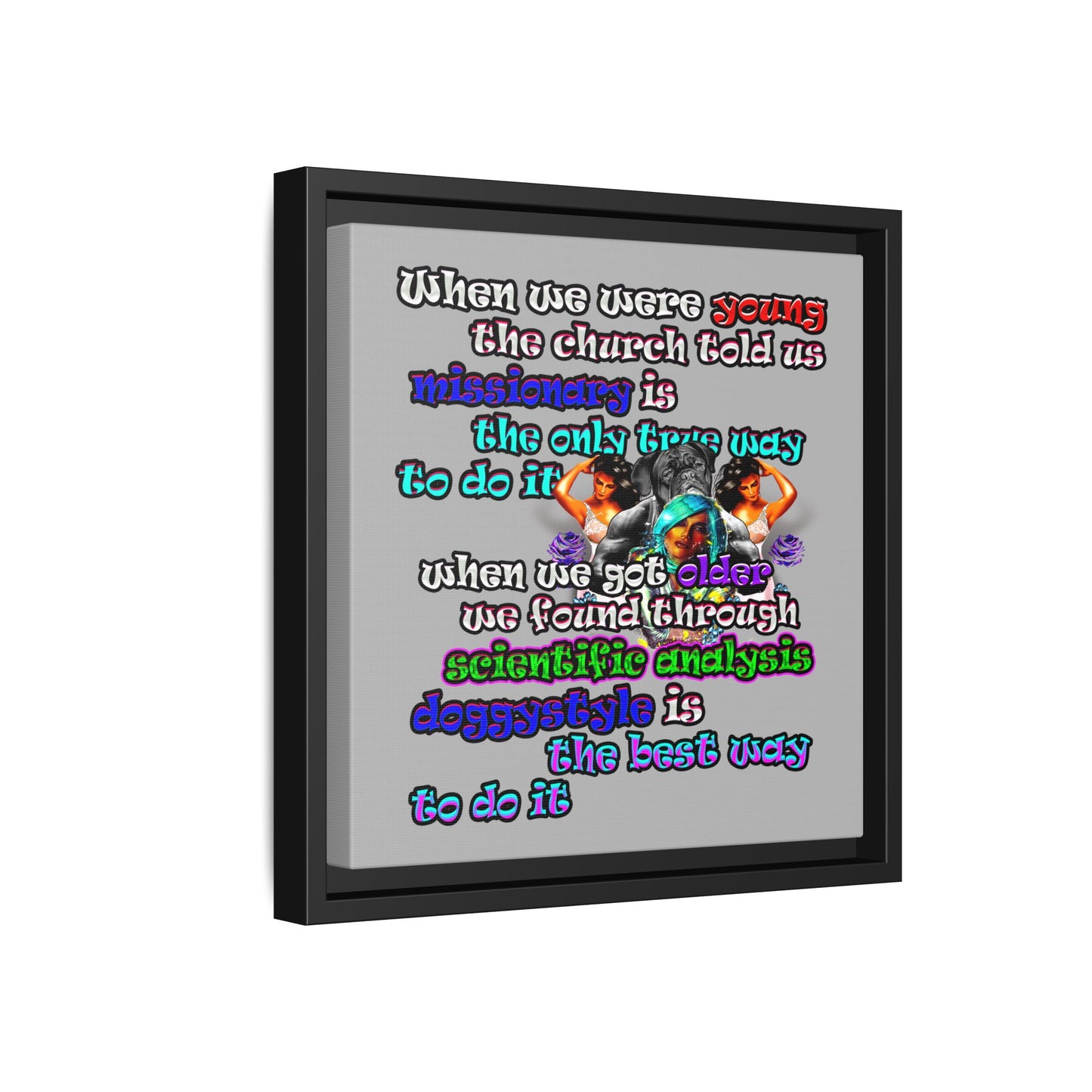 doggystyle - framed canvas art (light grey)