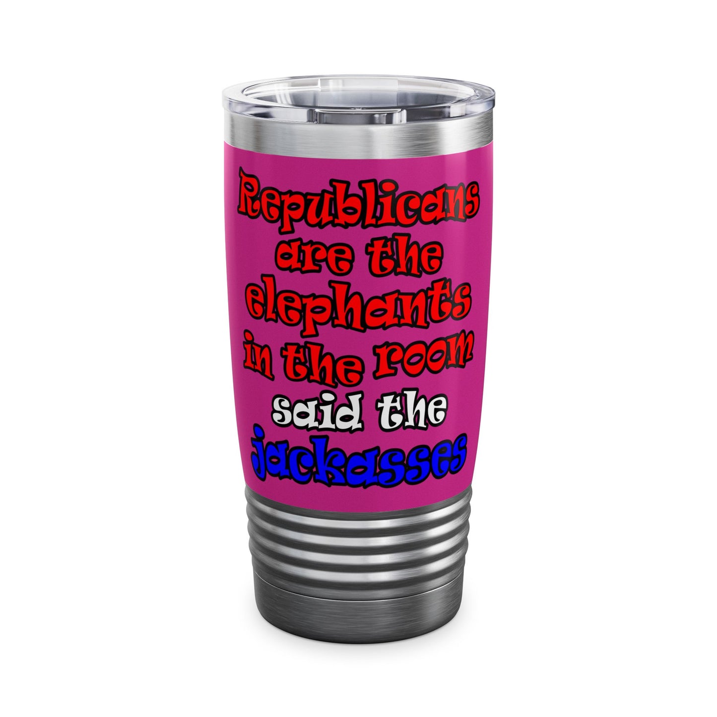 donkeys and elephants - Ringneck Tumbler, 20oz (pink)