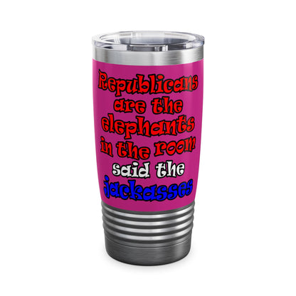 donkeys and elephants - Ringneck Tumbler, 20oz (pink)
