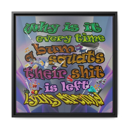 the bum's shit - framed canvas art (grey-pink wave)
