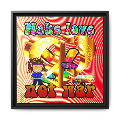 love peace - framed canvas art (yellow-orange wave)