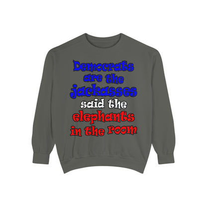 donkeys and elephants - Unisex Garment-Dyed Sweatshirt