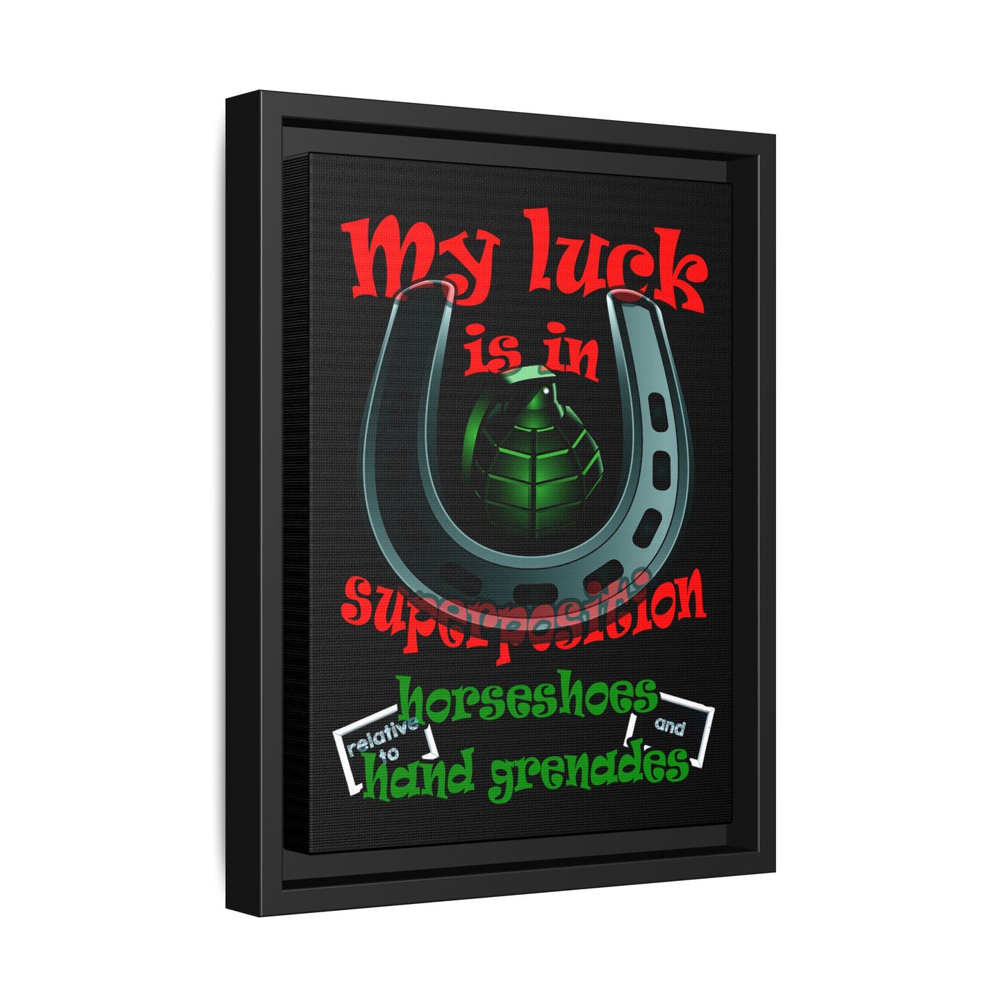 my luck - framed canvas art (black)