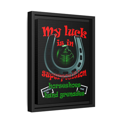 my luck - framed canvas art (black)