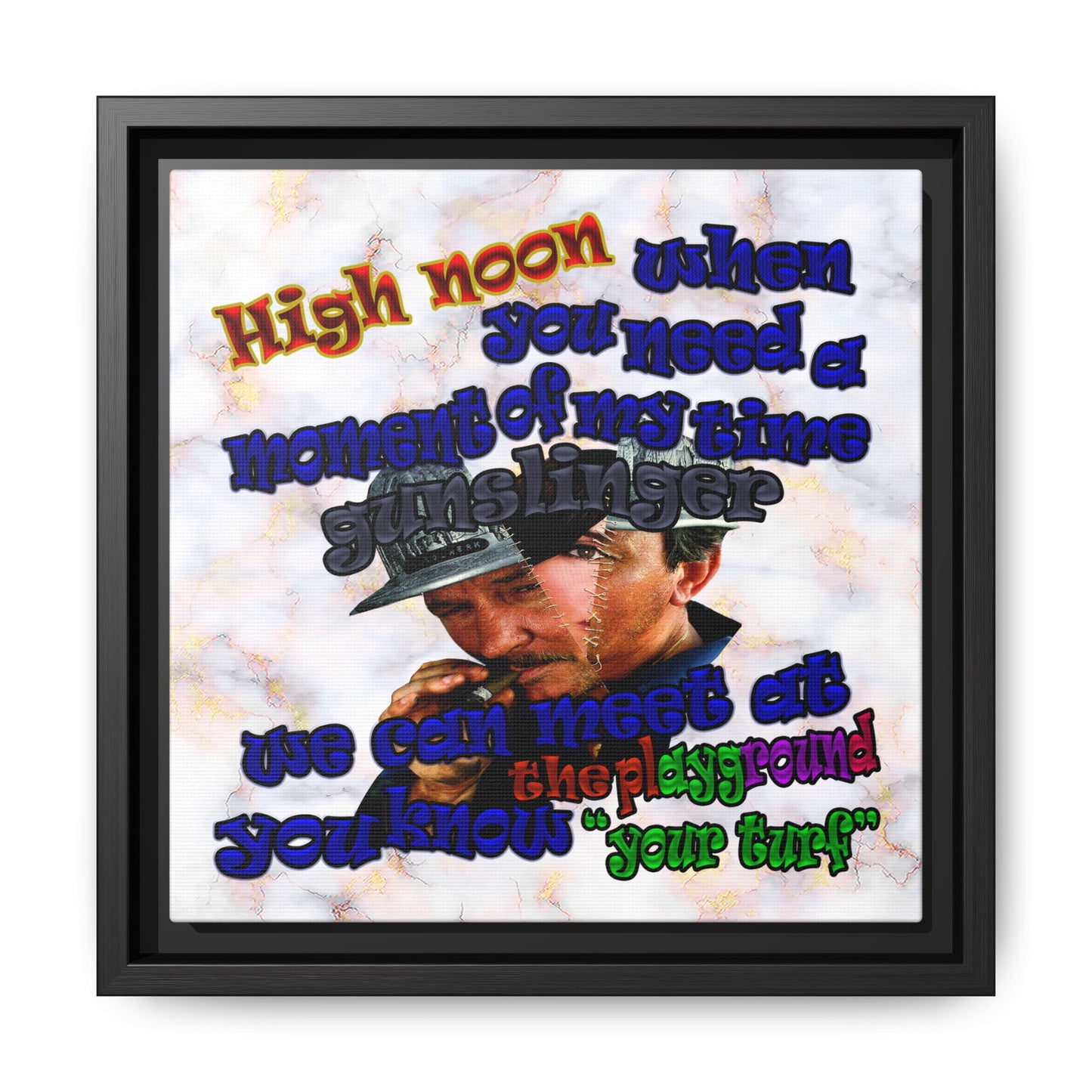 high noon - framed canvas art (white marble)