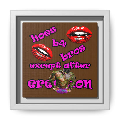 hoes b4 bros - framed canvas art (brown)