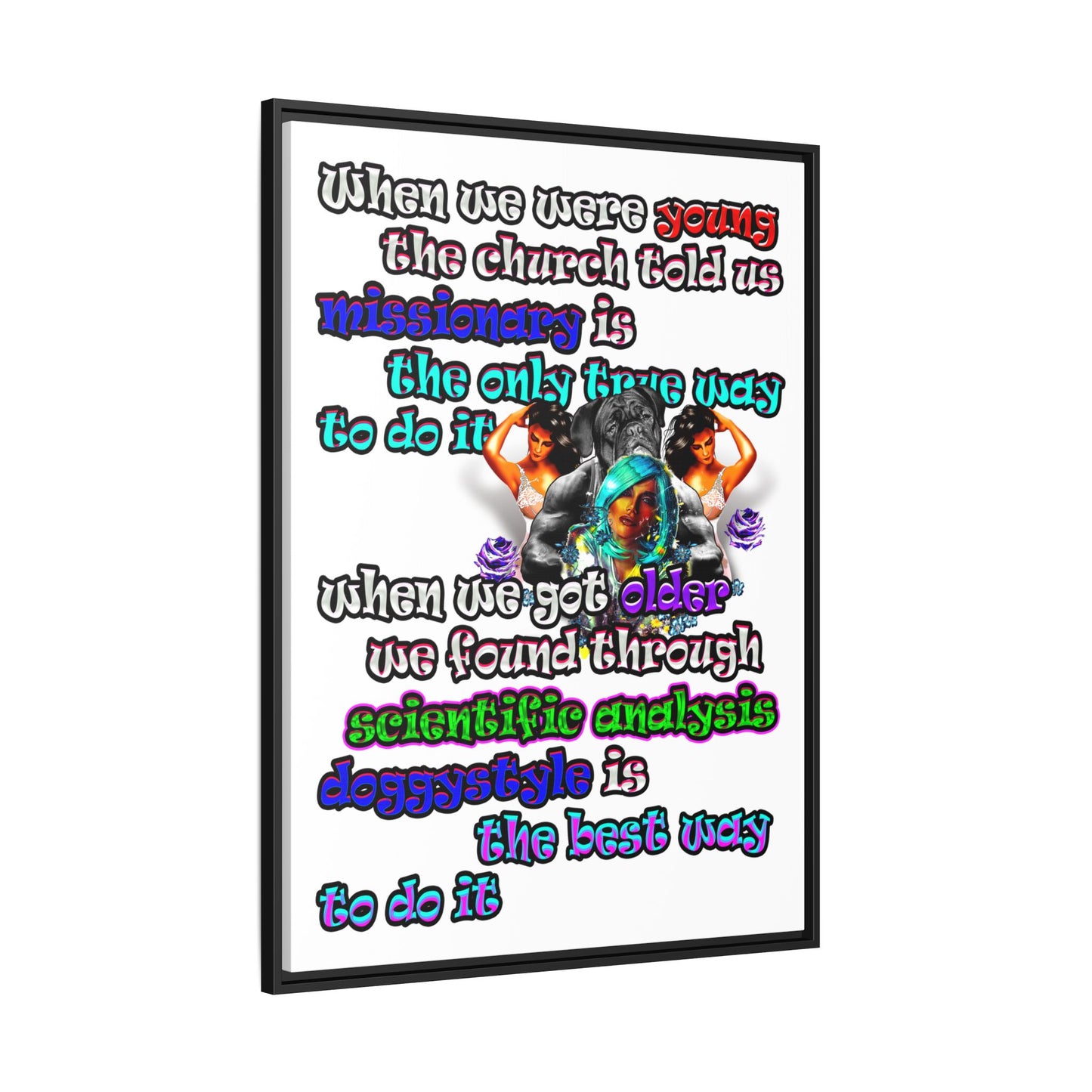 doggystyle - framed canvas art (white)